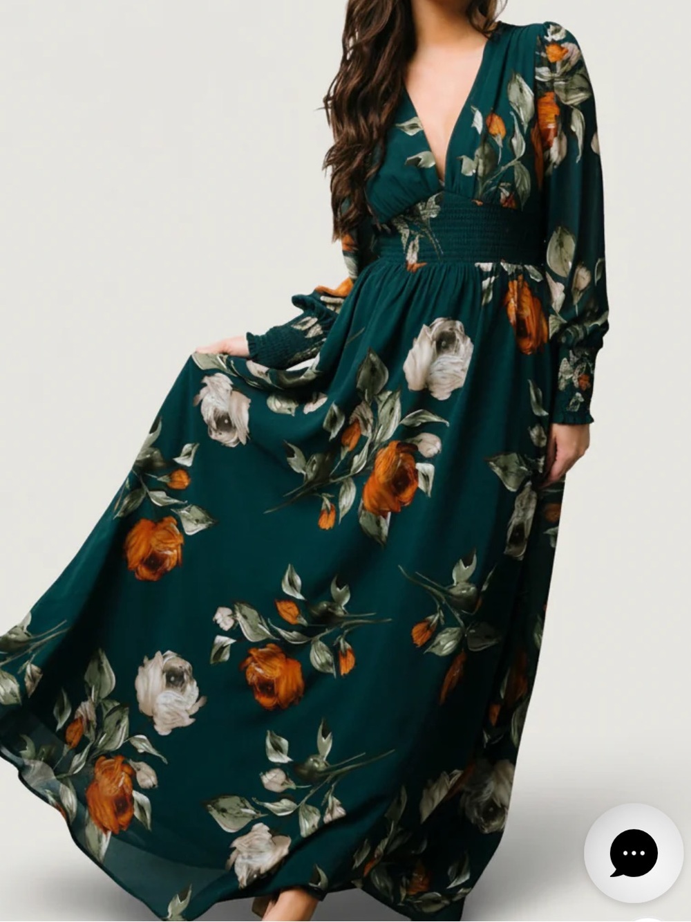 Baltic Born Teal Floral Maxi Dress with Long Sleeves - Picture 6 of 7